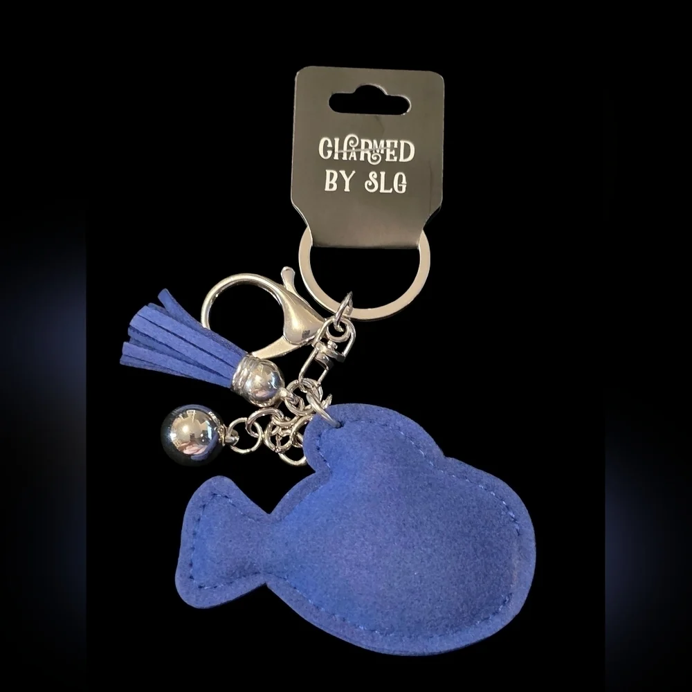 Blue Rhinestone Fish Bag Charm / Keychain